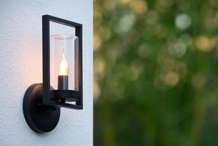 Lucide NISPEN - Wall light Indoor/Outdoor - 1xE14 - IP44 - Black - ambiance 2